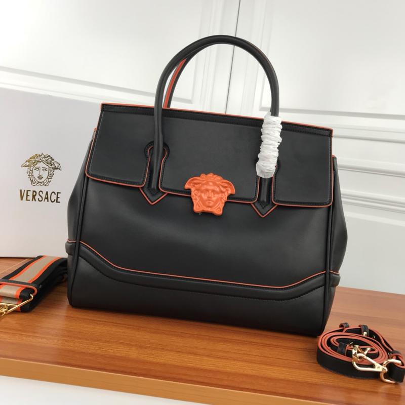Versace Chain Handbags DBFF453 Full leather plain plain plain solid color buckle black